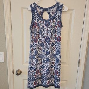 Max Studio Blue Red White Floral Flower Mini Slip Dress Size Small